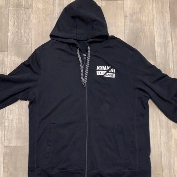Mens Black A/X Armani Exchange Full Zip Hoodie Jacket Large - Picture 5 of 7
